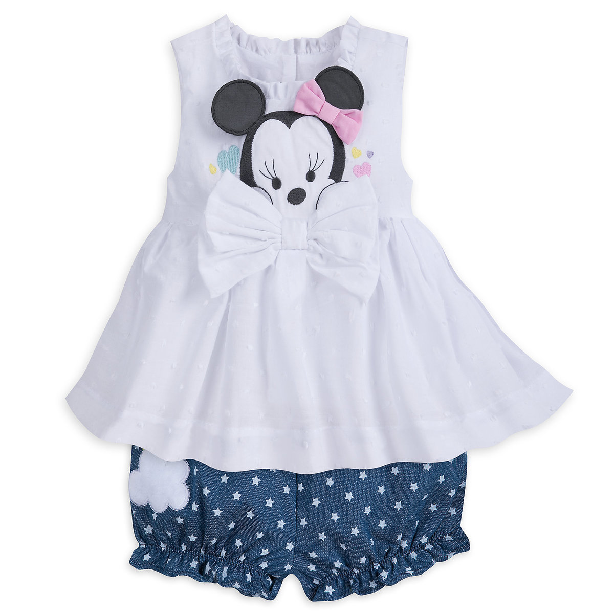 DISNEY STORE MINNIE MOUSE LAYETTE BLOOMER SET FOR BABY DIMENSIONAL EARS & BOW