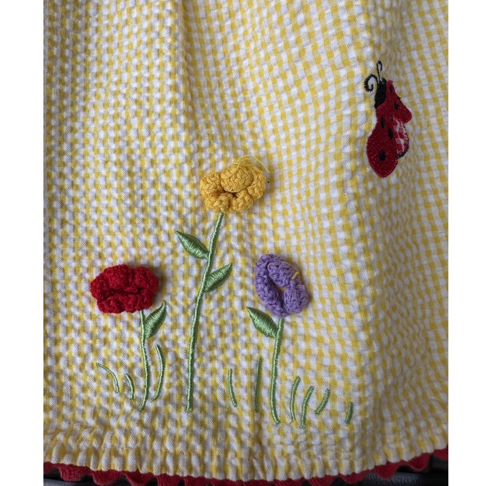 VTG Cradle Togs Baby Girl Yellow Gingham Seersucker Flower Ladybug Outfit 12M