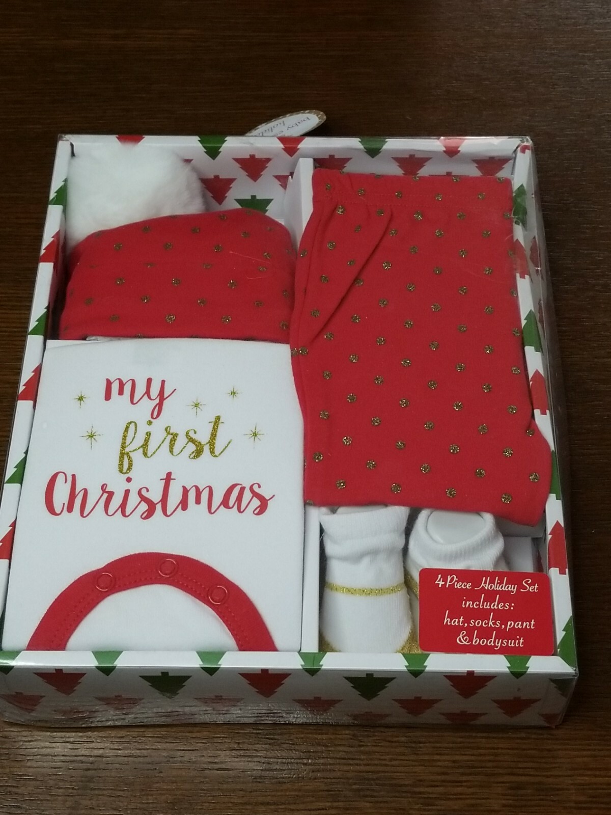Hudson Baby Girl Holiday Clothing Gift Set, 4-Piece My First Christmas 0-6 Mo.