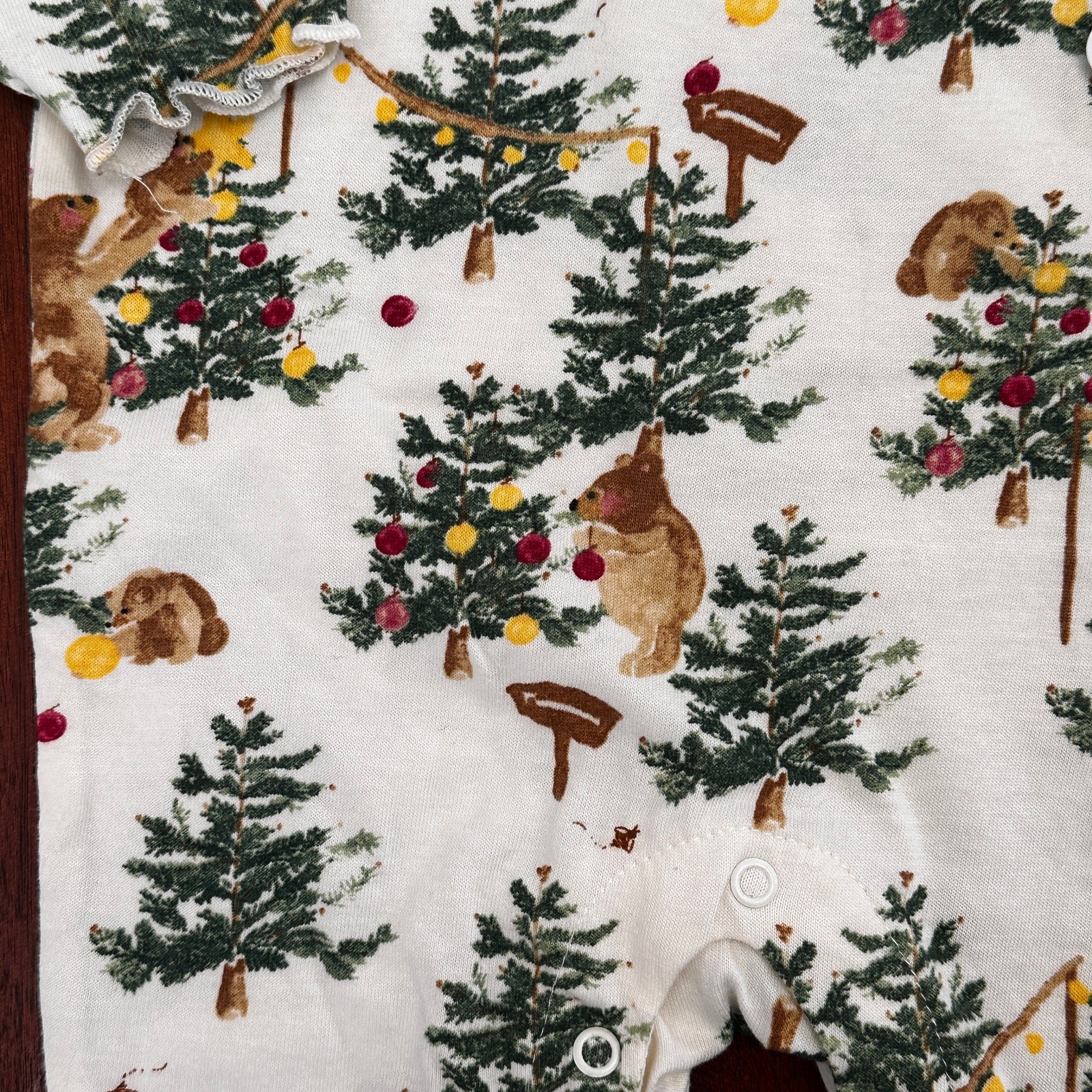 Burt’s Bees Baby Mama Bear Christmas Jumpsuit & Knot Top Hat Girls Sz 3-6 Mos