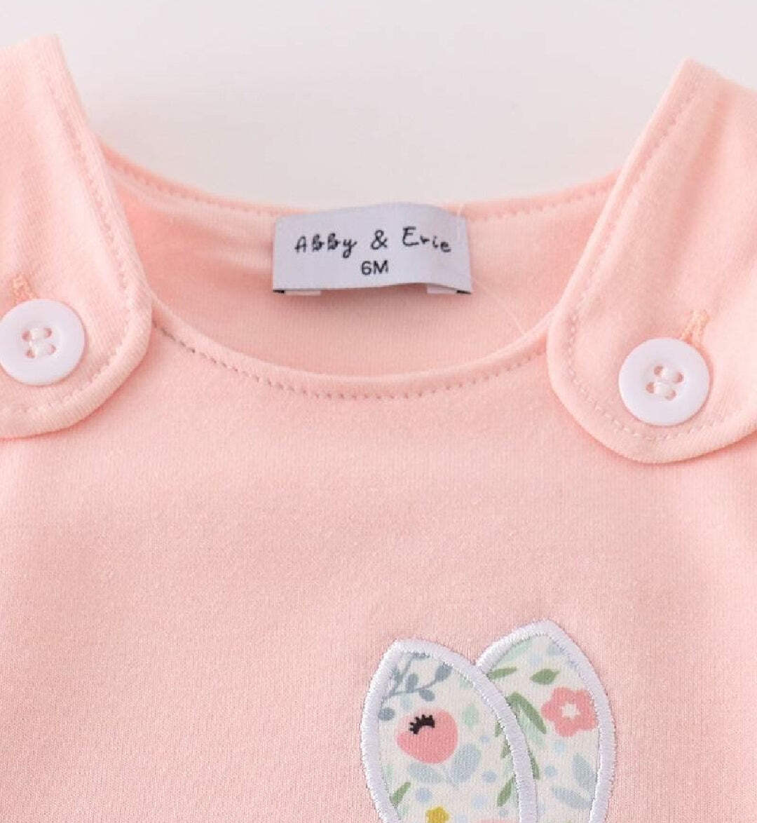 Girl’s Boutique Pink Easter Bunny Floral Applique Embroidered Embroidery Bloomer