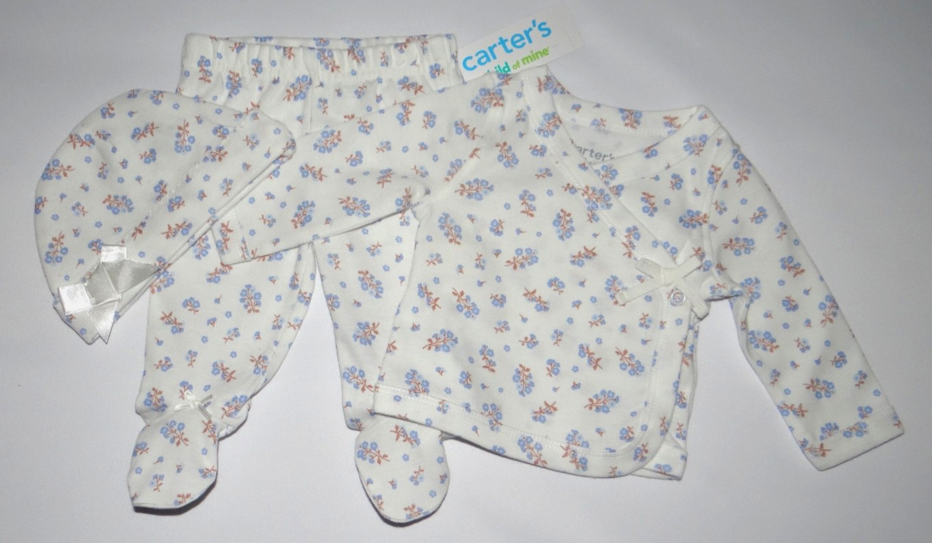 Baby girl clothes, 0-3, Carter’s Child of Mine 3 piece layette set
