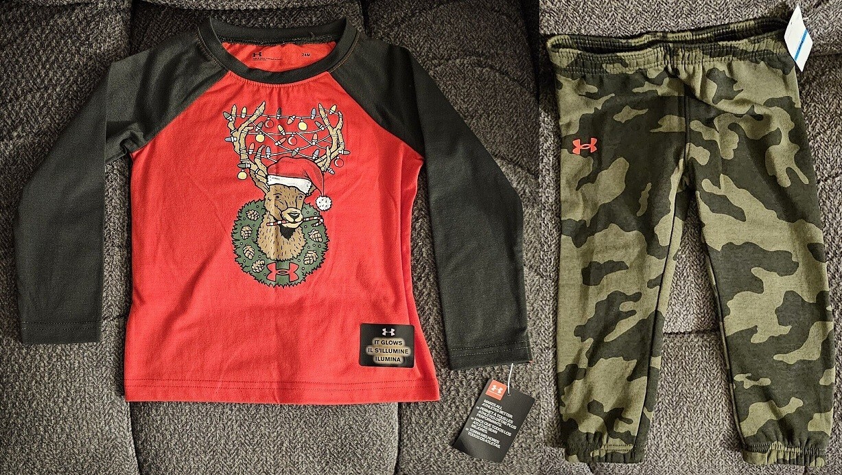 Baby Boy Size 24 Months 2-Piece Outfit Set Under Armour Christmas Camouflage New