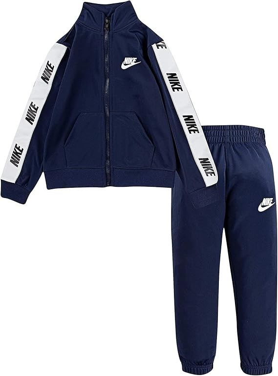 Nike Toddler Boy Logo Taping Tricot Zip-up Jacket & Pants Set, Navy 2T
