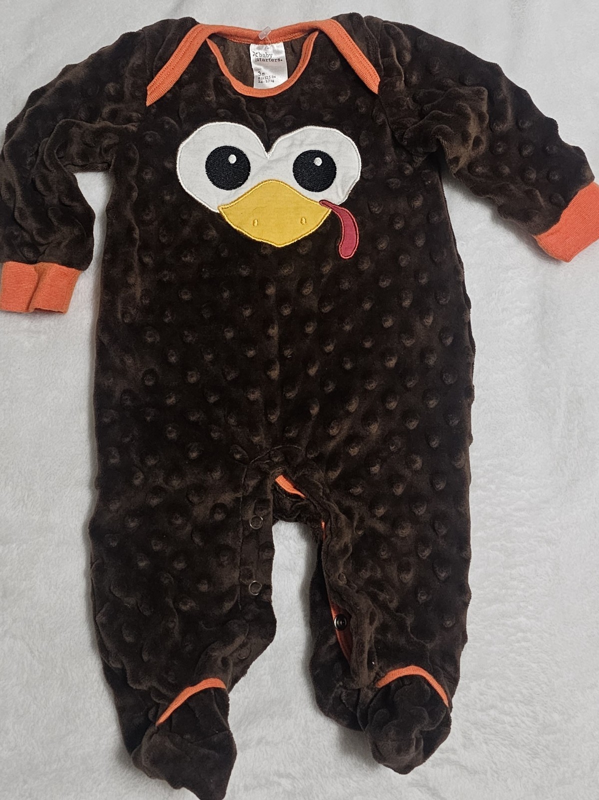 first Thanksgiving outfit One Peice Unisex Baby Turkey Textured Soft 3M