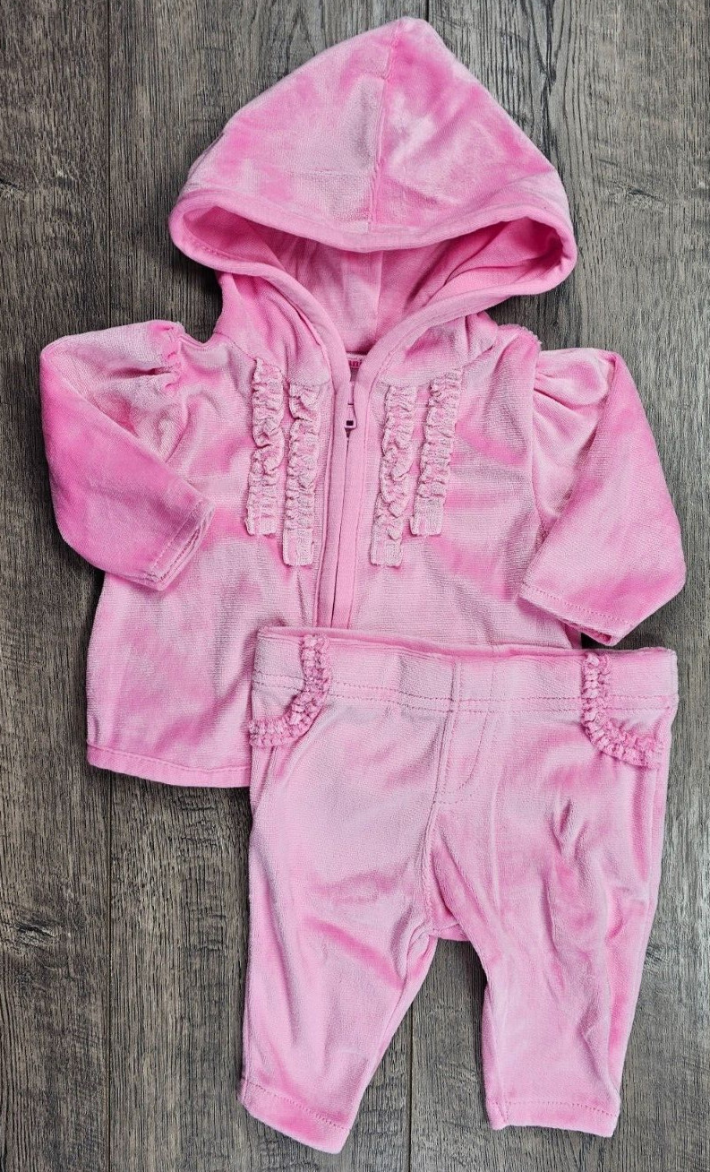 Baby Girl Clothes Nwot Garanimals Newborn 2pc Pink Velour Hooded Outfit