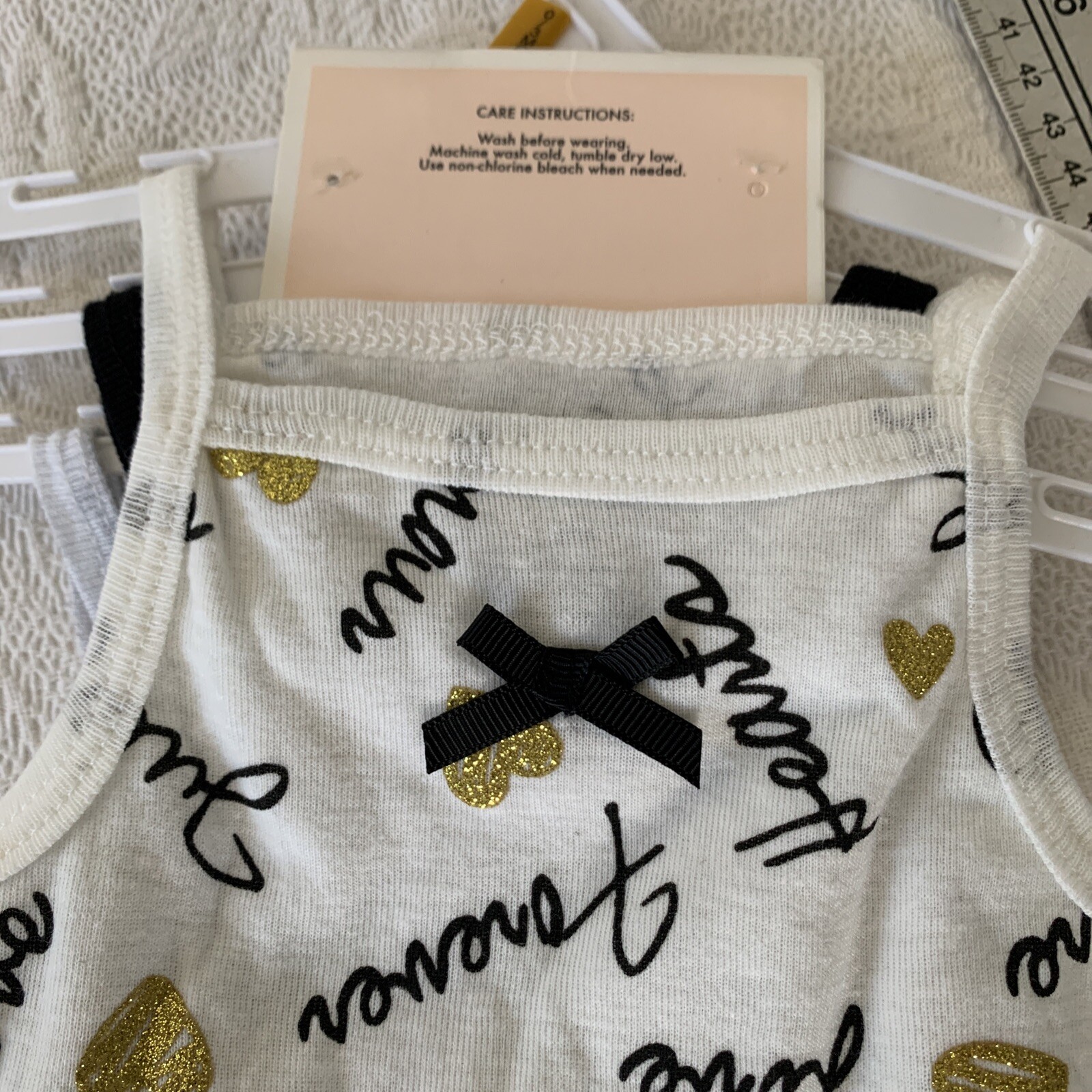 Juicy Couture Baby Girl 3 Piece Tank Top Bodysuit Set~Black, Gray, Ivory & Gold