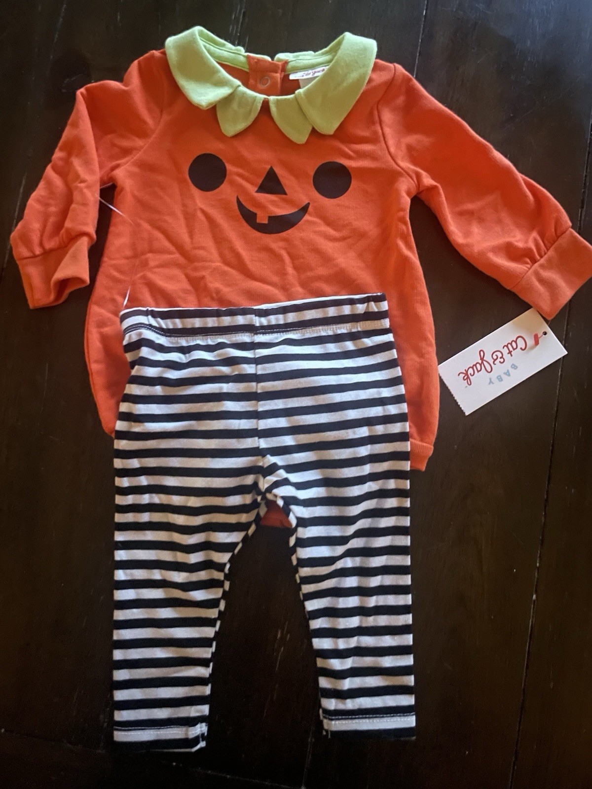 Cat & Jack Baby Girl 2 Piece Halloween Fall Pumpkin Outfit 0-3 Months NWT