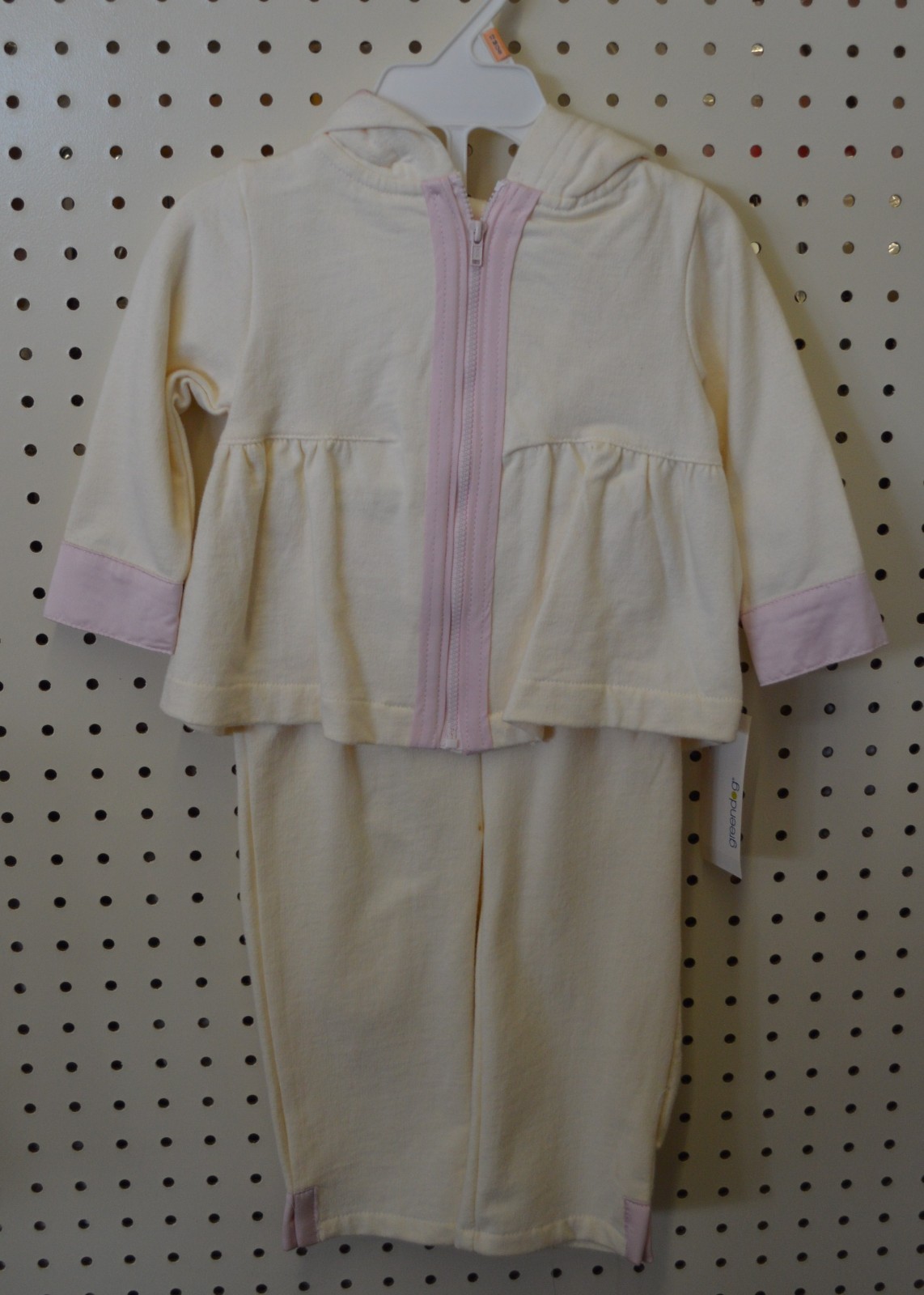 NEW 2 PC Outfit Baby 12 M PINK Cream Girl Jacket HOOD Pants Greendog Cotton