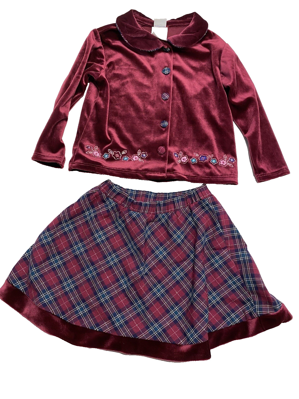 MC kids toddlers girls vintage outfit size 2T skirt long sleeve cardigan