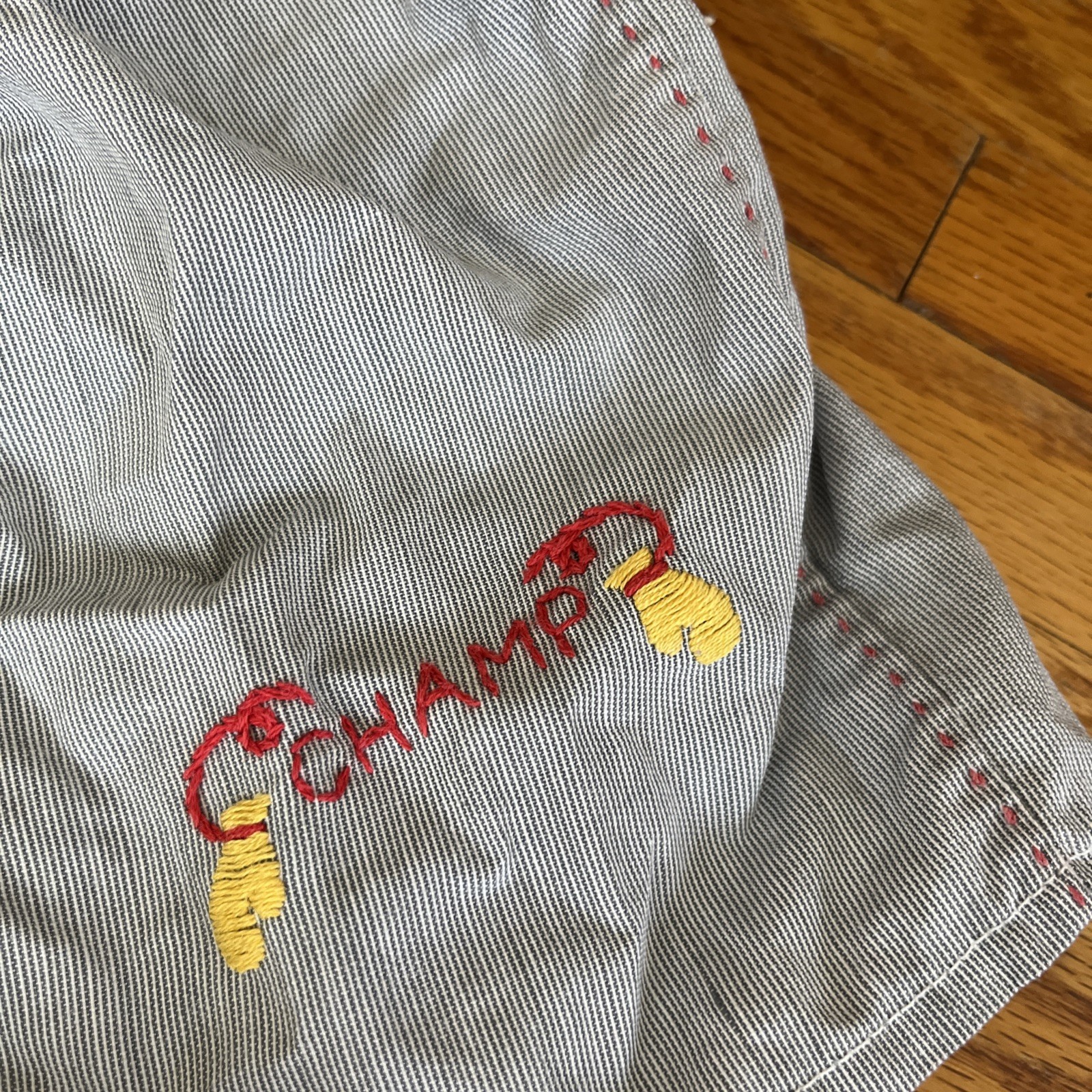 Vintage 1960s Stripe Suspender shorts Boxing Gloves, adjustable straps 9-12 mo.