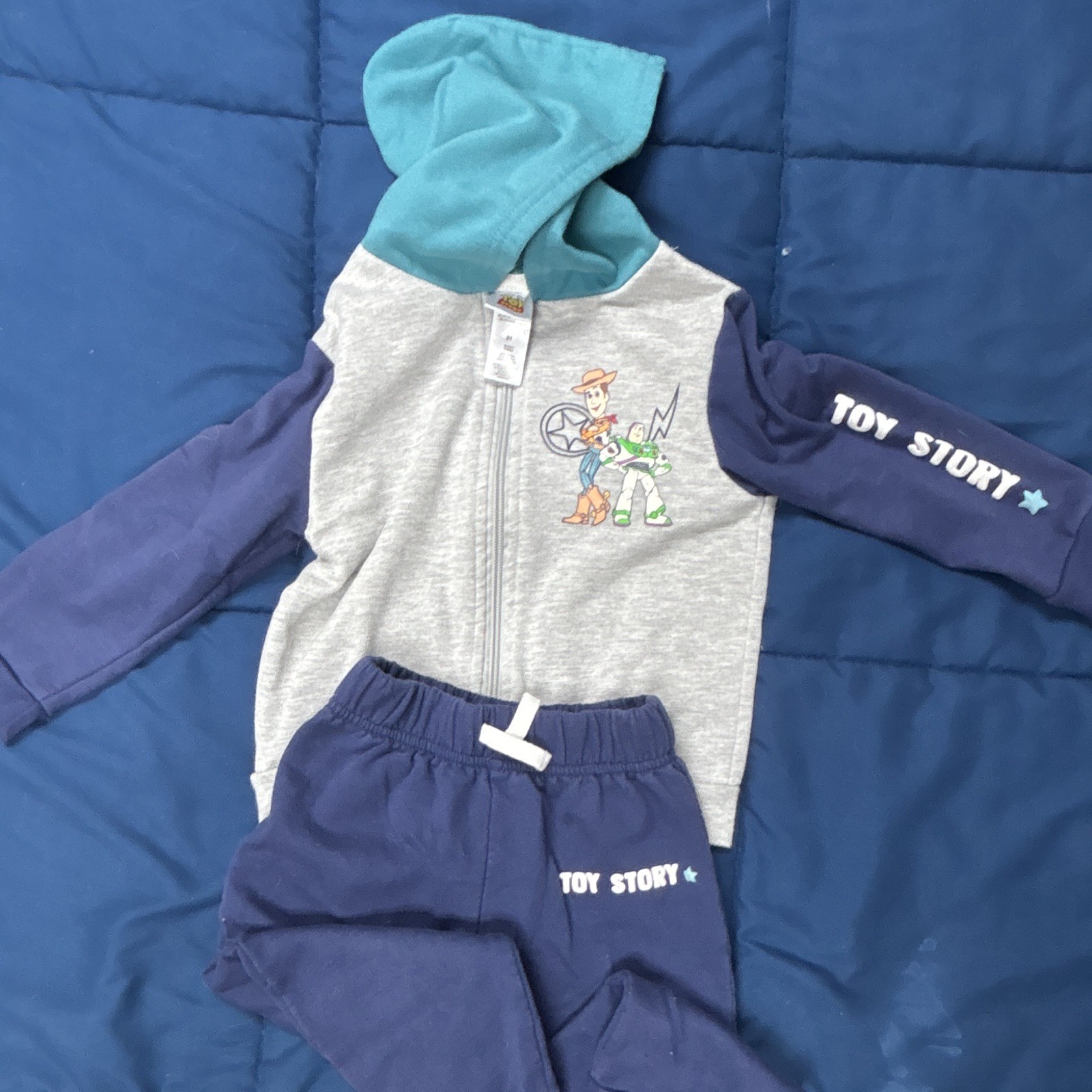 Disney Pixar Toy Story Boys 2pc Zip Hoodie & Pants Fleece Set 3T Woody Buzz