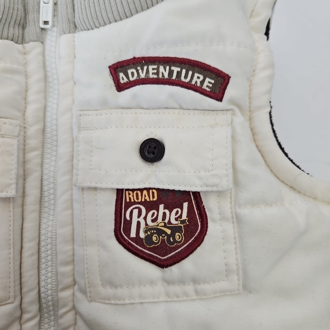 Wonder Kids Baby Boys 2T Outdoor Outfit Cream Puffer Vest Winter Jacket Truck