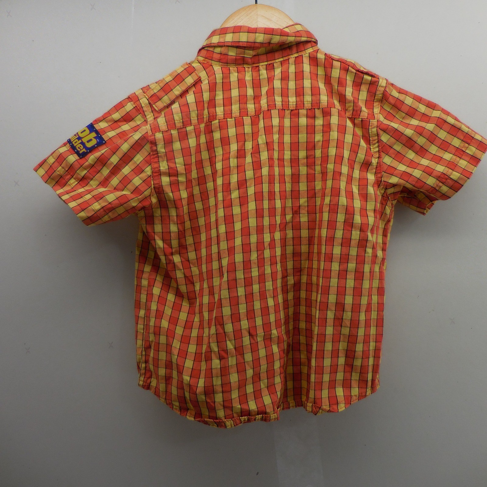 VTG Bob the Builder Boys 3T Denim Overalls & Plaid Shirt 2 Piece Set Blue Orange