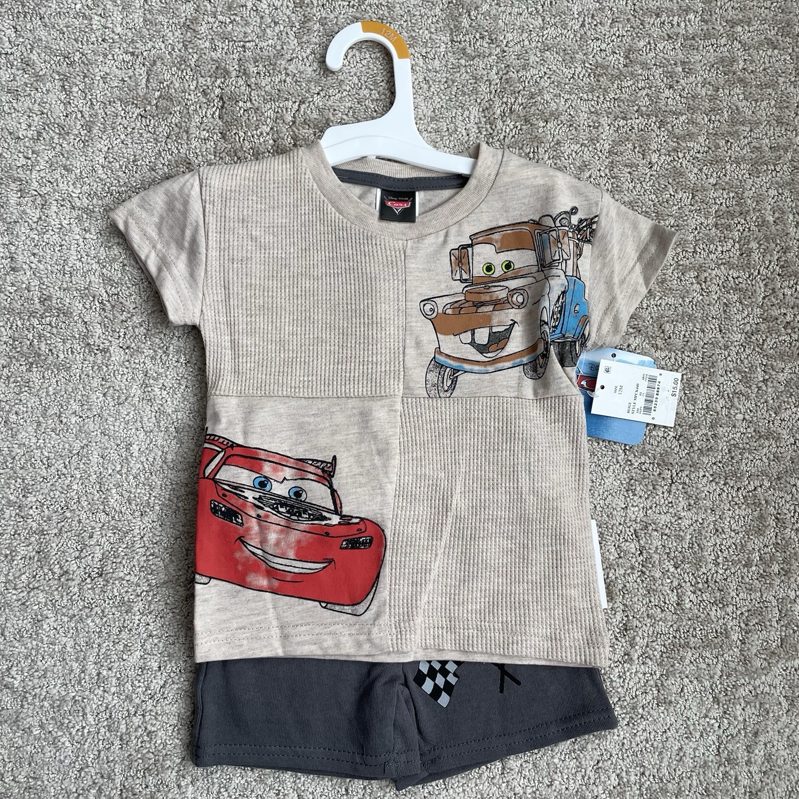 Infants Disney Pixar Cars 12 Month 2 Piece Short Outfit New With Tags