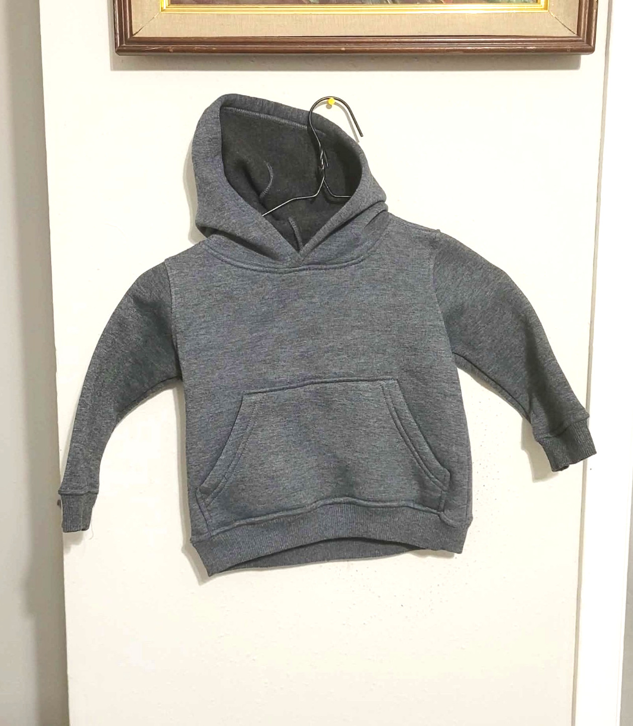 Kids Charcoal Gray Pullover Hoodie 2T 100% Cotton Kangaroo Pocket Toddler