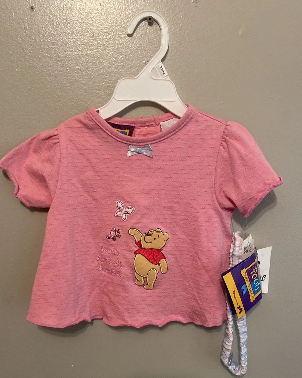 Vintage Winnie The Pooh Top & Headband Pooh Label New Old Stock 18mths Htf