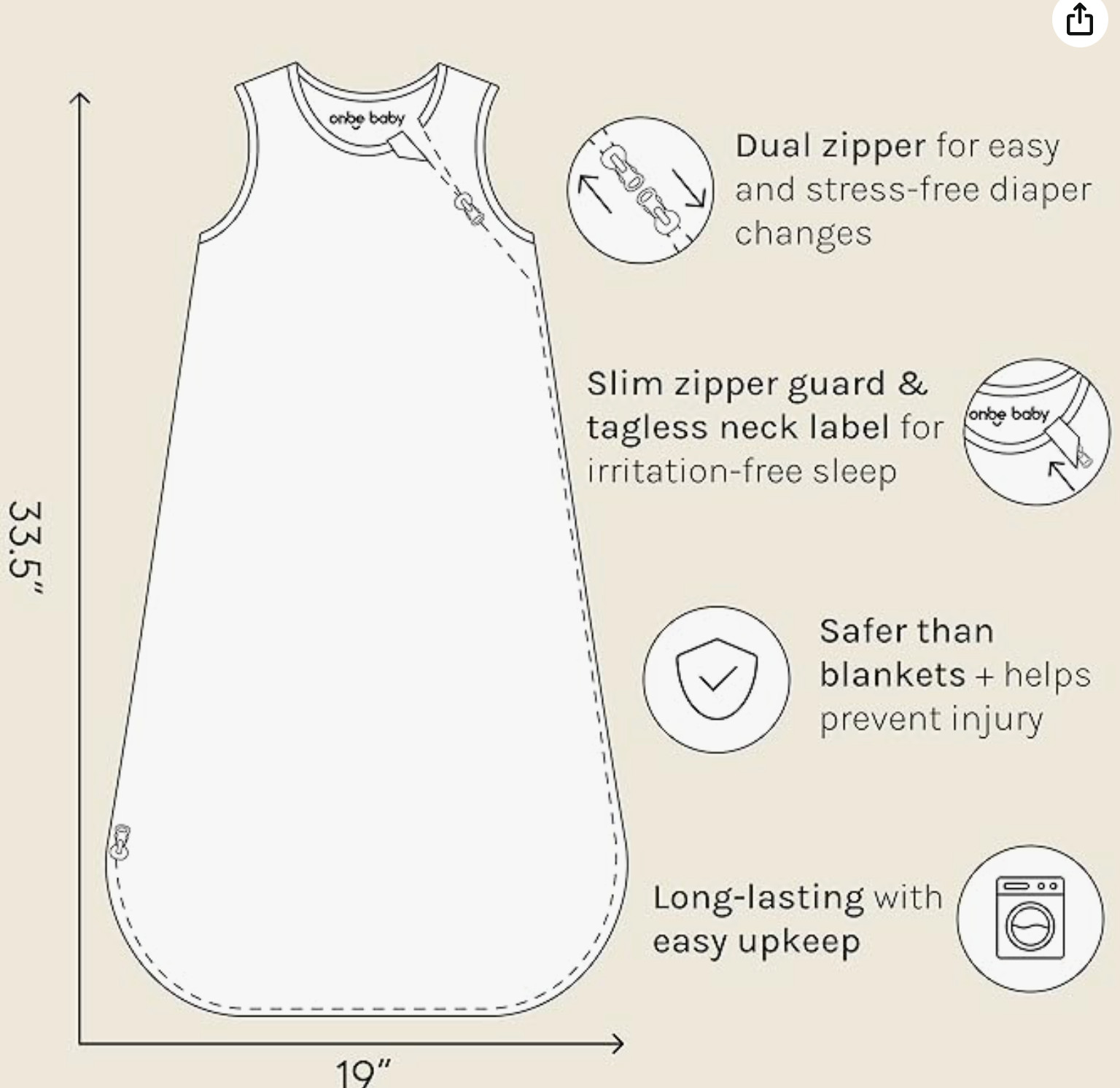 NIP Onbe Baby Rayon Bamboo Sleep Sack 6-18 Months **SOFT**