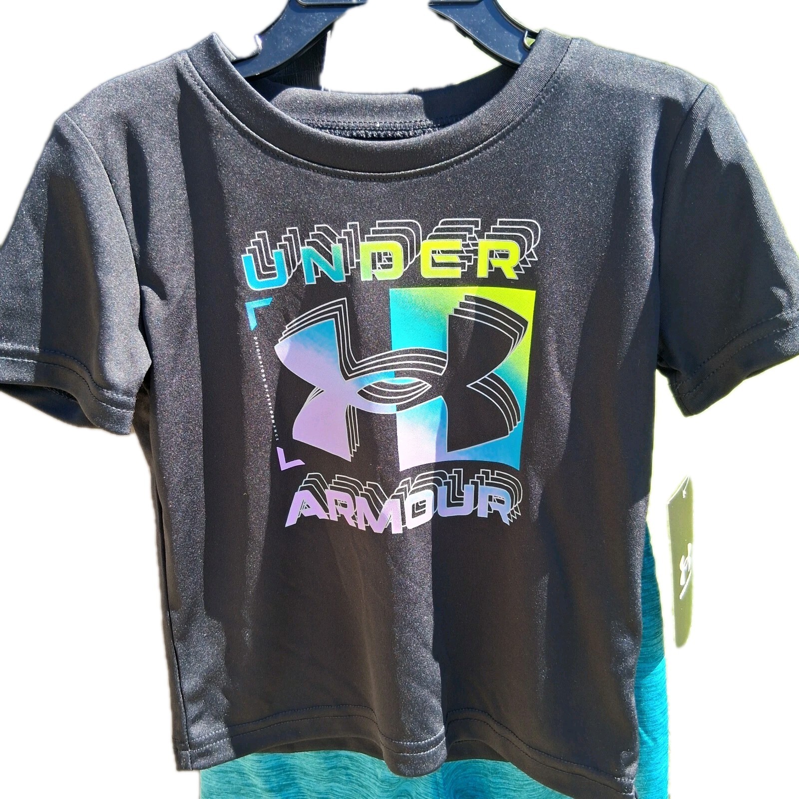 Under Armour Shorts Set 24M Boys Black Teal Multicolor Logo