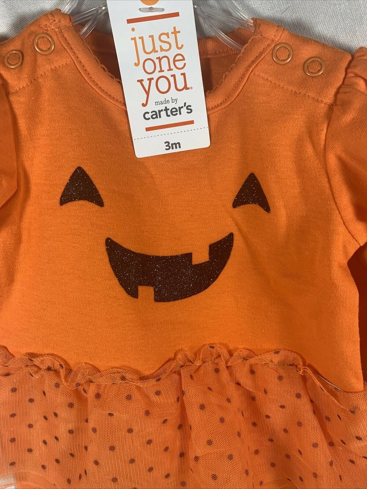 NWT 3M CARTER’S JUST ONE YOU PUMPKIN FACE LACE TUTU FOOTED OUTFIT