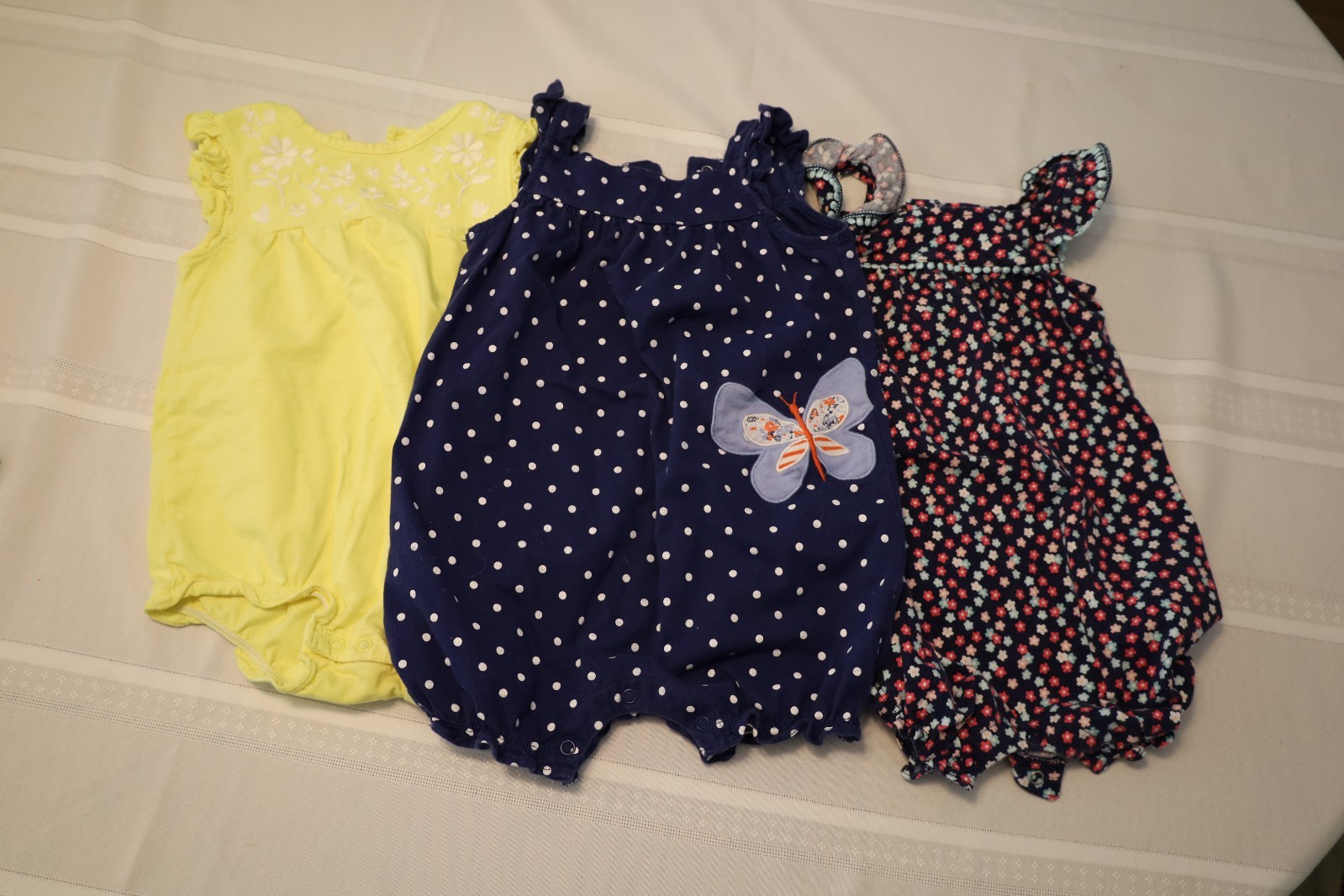 3 CARTERS 1 Piece Summer Outfits With Snap bottom Girl Outfits 24 months