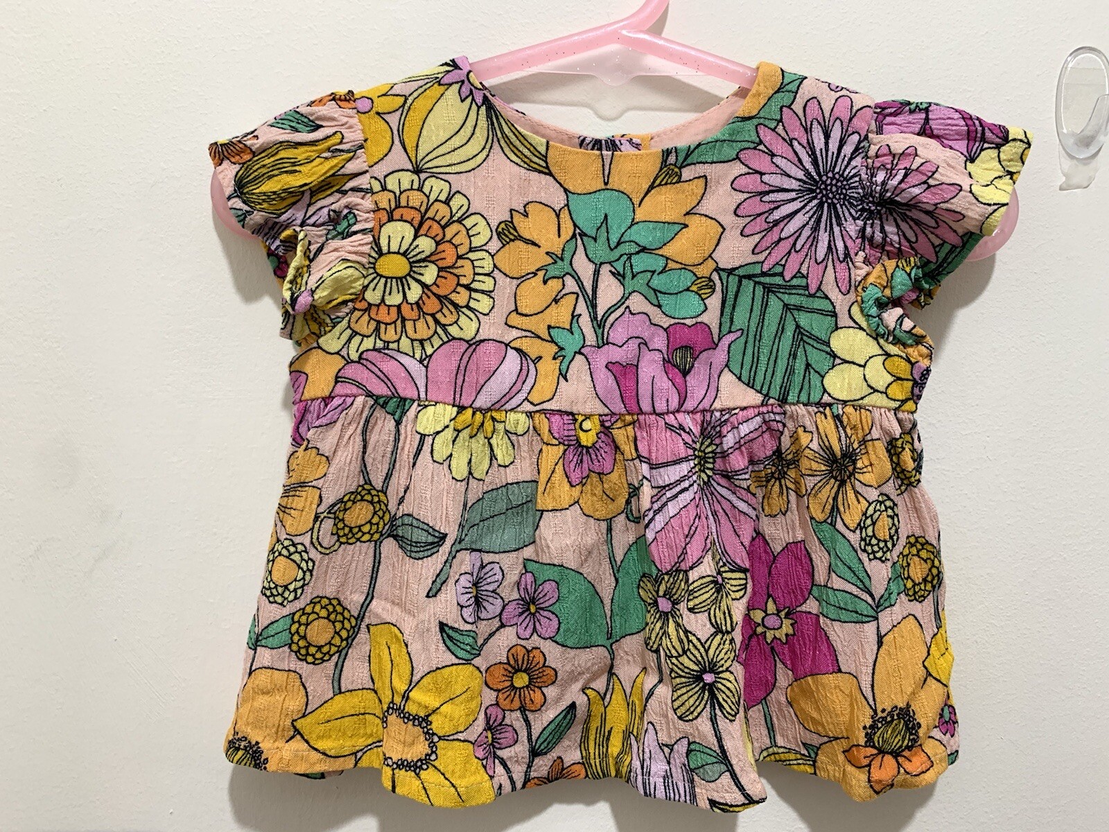 Cute Baby Girls Next Pink Floral Textured Top & Shorts 2 Piece Outfit 3-6m🌸