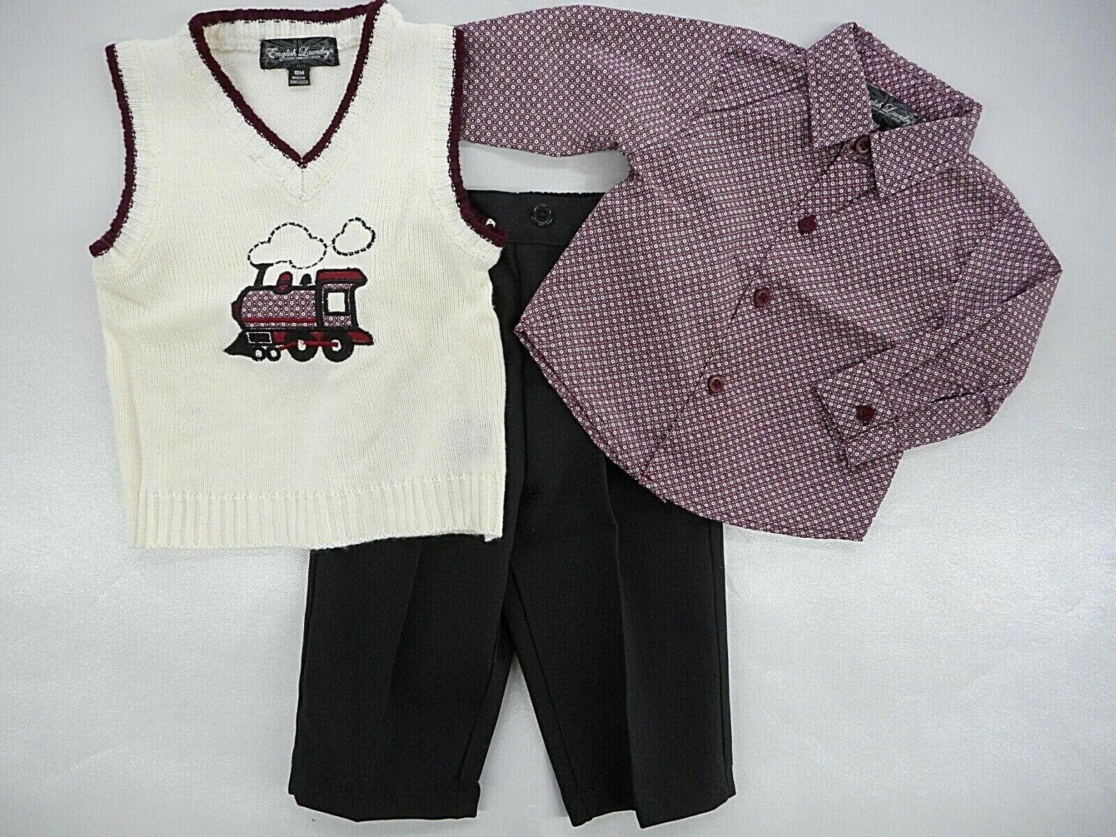 Infant Boys English Laundry $44 Sweater Vest, Dress Shirt & Pants Sz 6/9Mt -24Mt