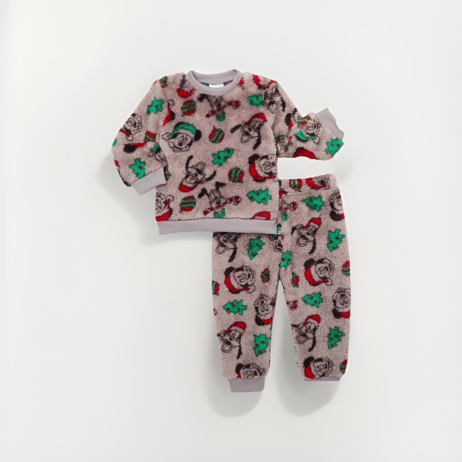 New Mickey Mouse Baby Faux Sherpa Top and Joggers Set, Size 6-9 Month Ghost Gray