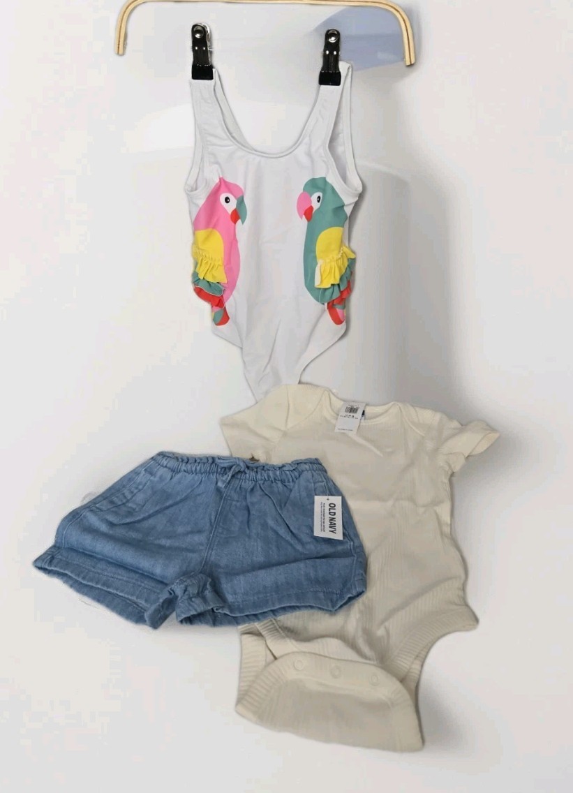 Bulk Lot Of 3 Baby Clothes 18-24 Months 1-swimsuit 1-bodysuit 1-Shorts FreeShipp