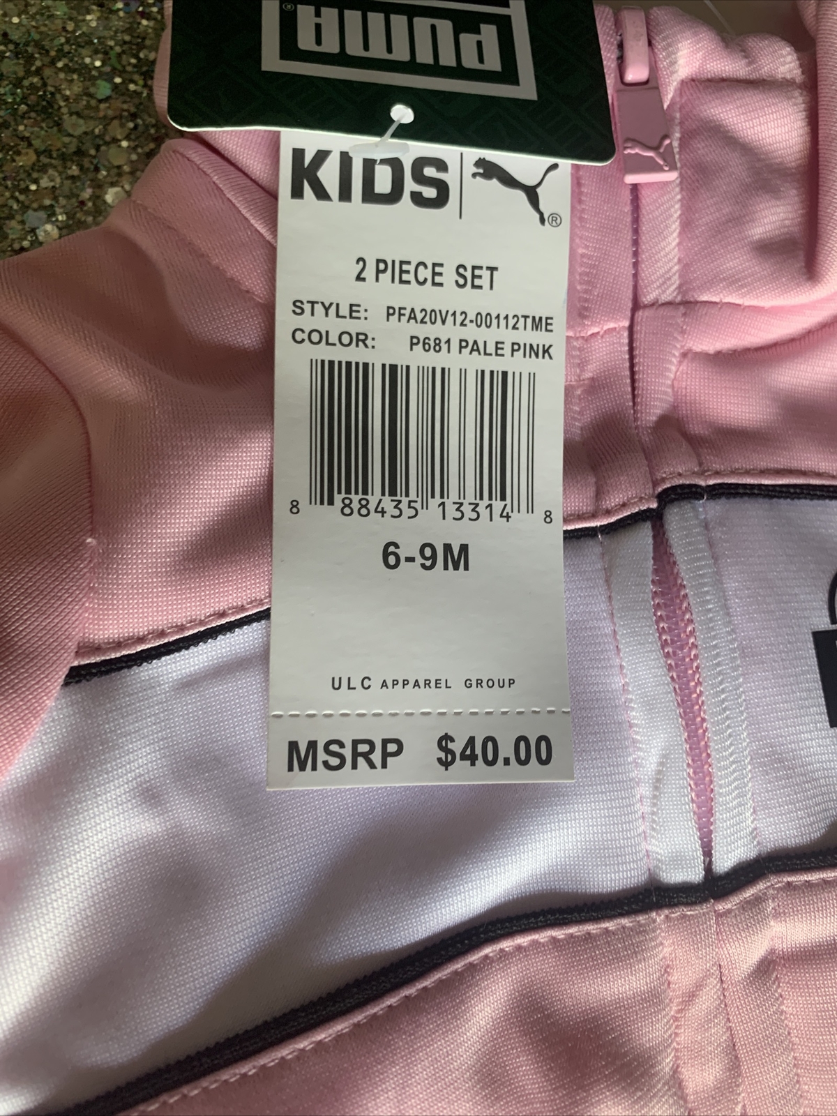 Puma baby girl 6-9M 2 pieces Set Style PFA20V12-00112TME Color Pale Pink / Black