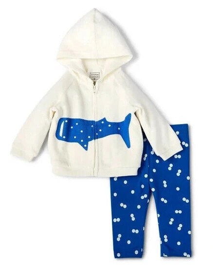 Baby Whale Print Hoodie & Bottom Set Christian Robinson x Target Cream/Blue 0-6M