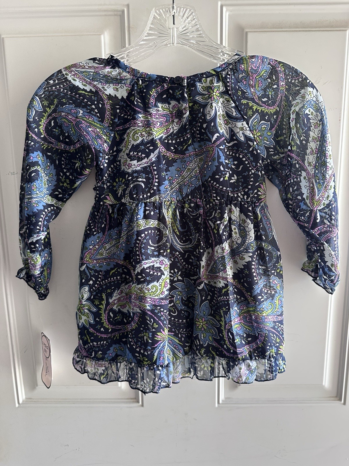 Little Lass 5T Dress Paisley Blue Flower Sheer Cute Girls Toddler