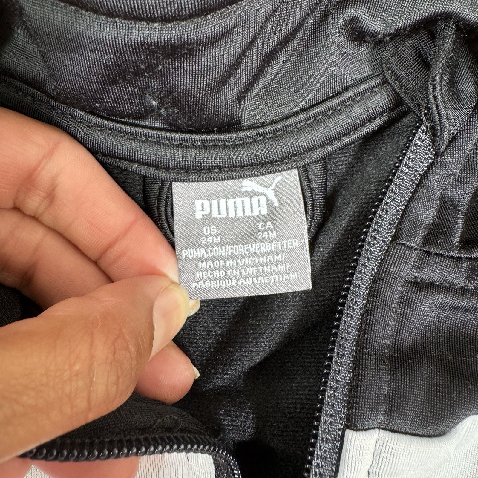 Puma Boy Toddler Track Jacket And Jogger Black And White Set Size 24 Months.