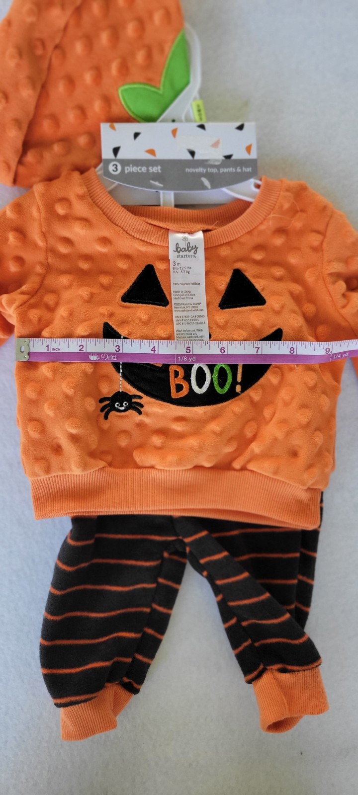 Baby Starters 3 Piece Set Novelty Top,pants & Hat Halloween Size 3 Months