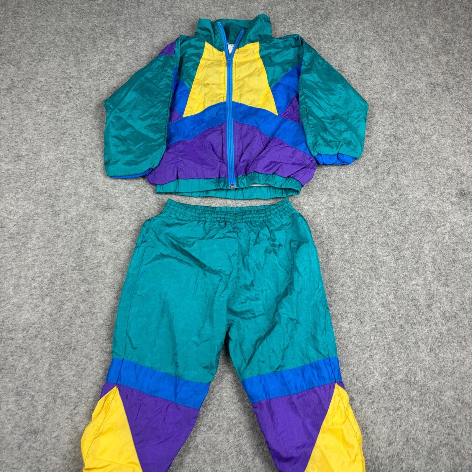 JPI Company Tracksuit Unisex 2T Vintage 90s Colorblock Windbreaker Set Teal