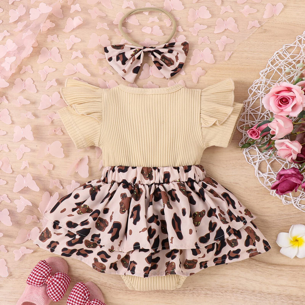 Newborn Baby Girls Floral Ruffle Romper Bodysuit Dress Clothes Outfit Set USA