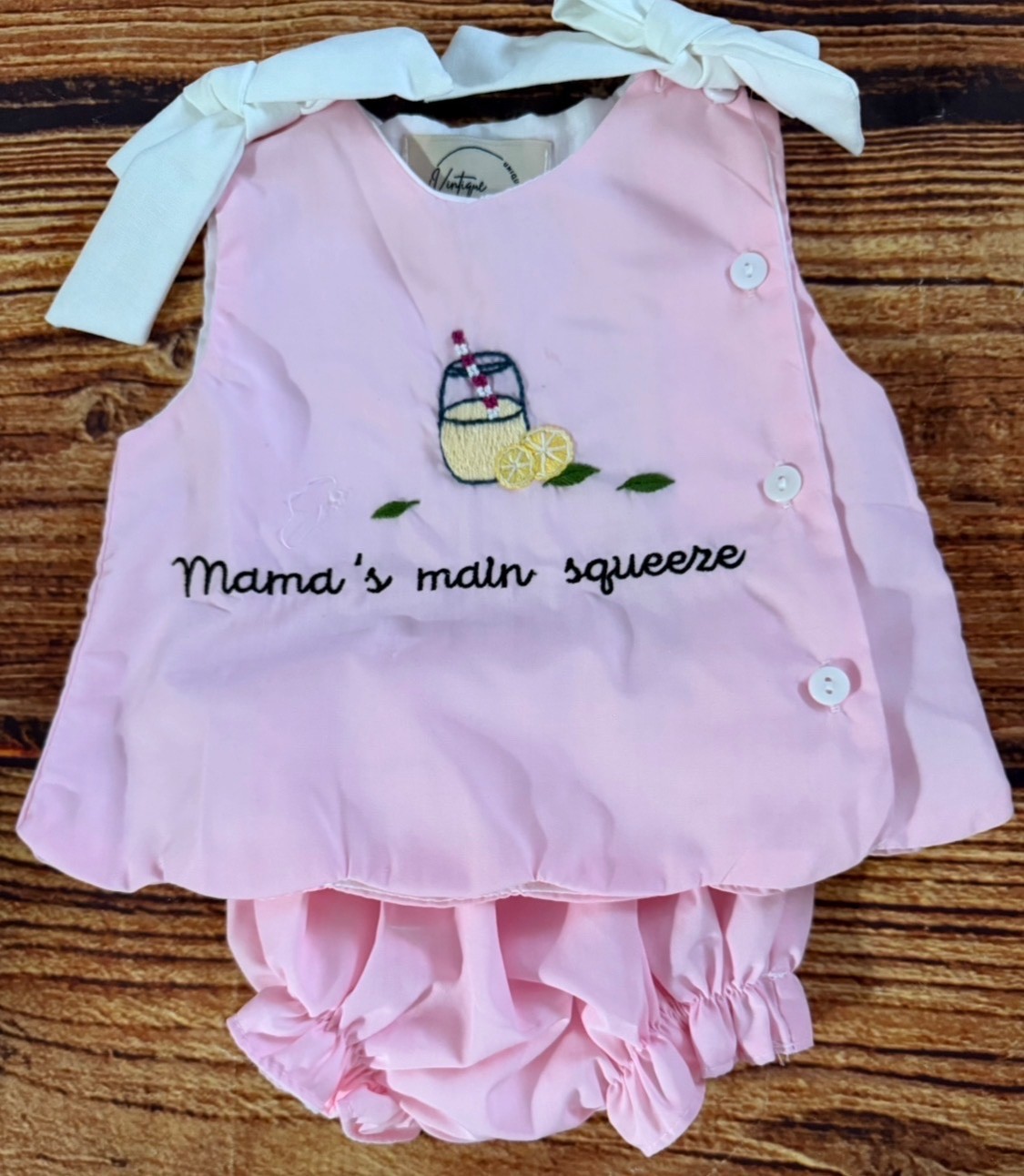 Hand Embroidered Mama’s Main Squeeze Bloomer Set New Sz 2T