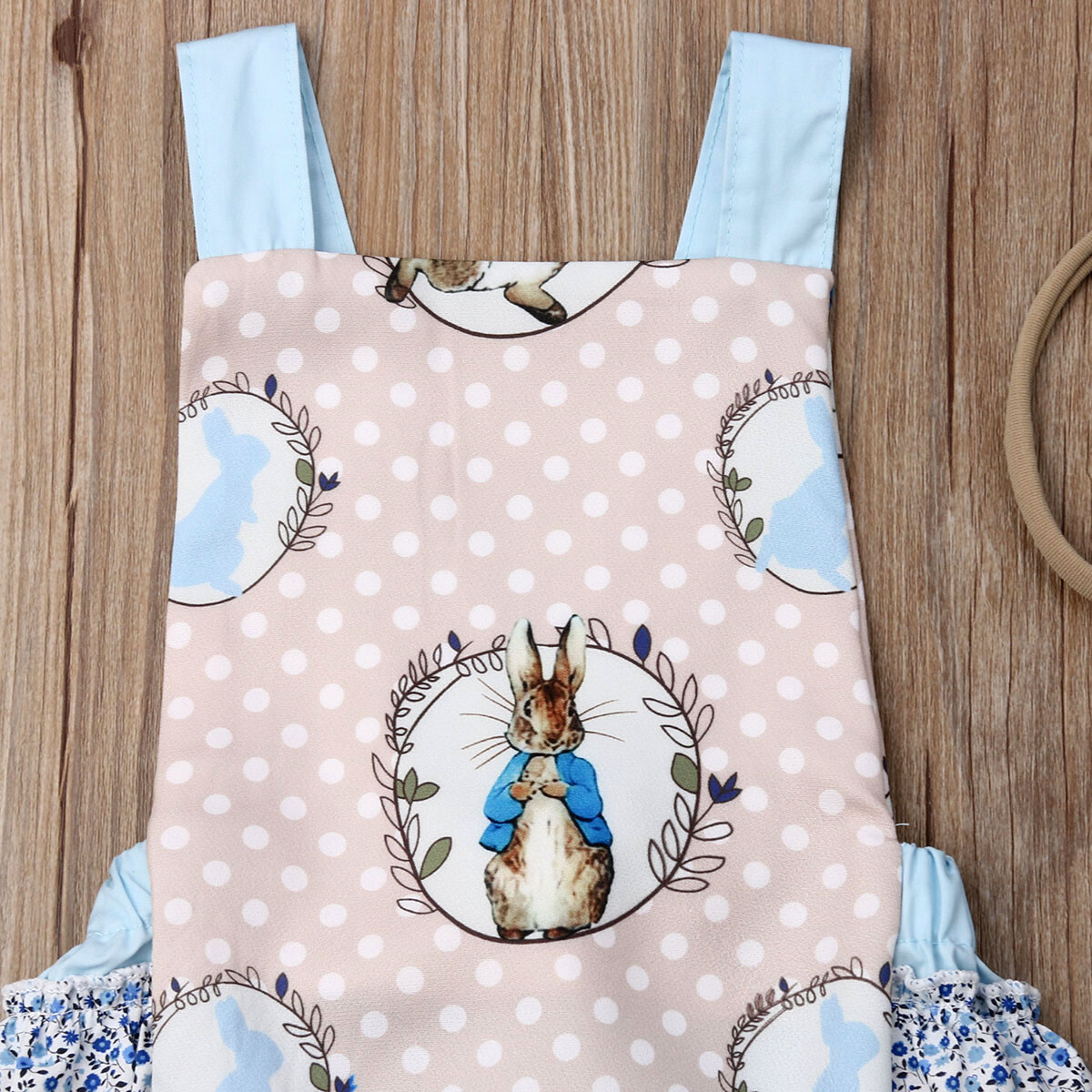 NWT Peter Rabbit Easter Bunny Rabbit Baby Girls Ruffle Romper Headband Outfit