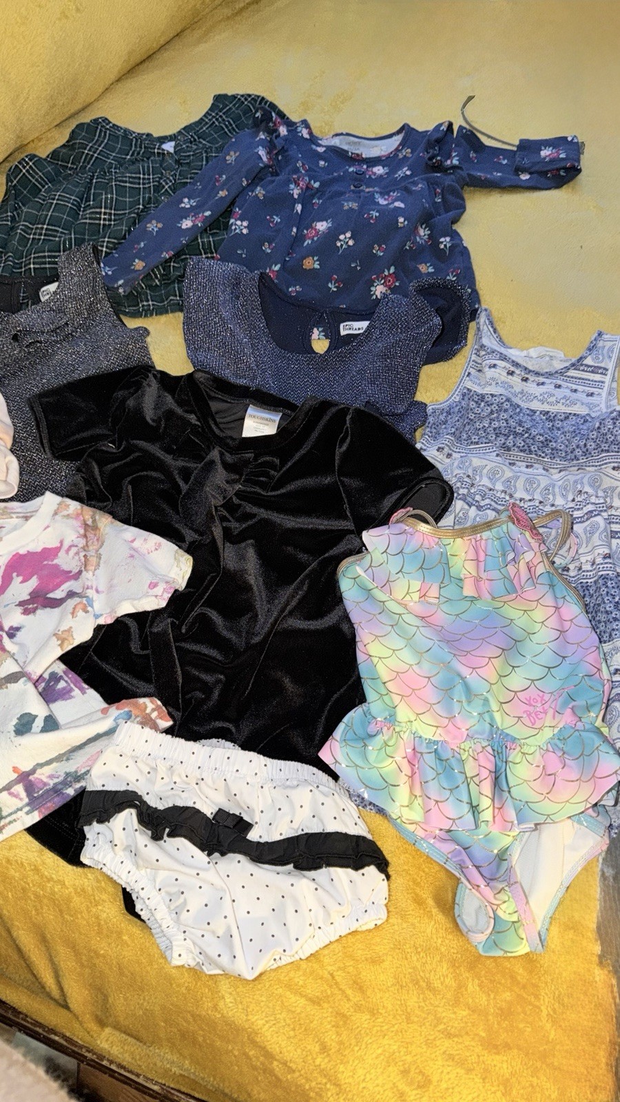 18pc Lot Girls sizes 24m – 2t – 3t & 4t Dresses Pants ~ Bathing Suit PJs & Tops