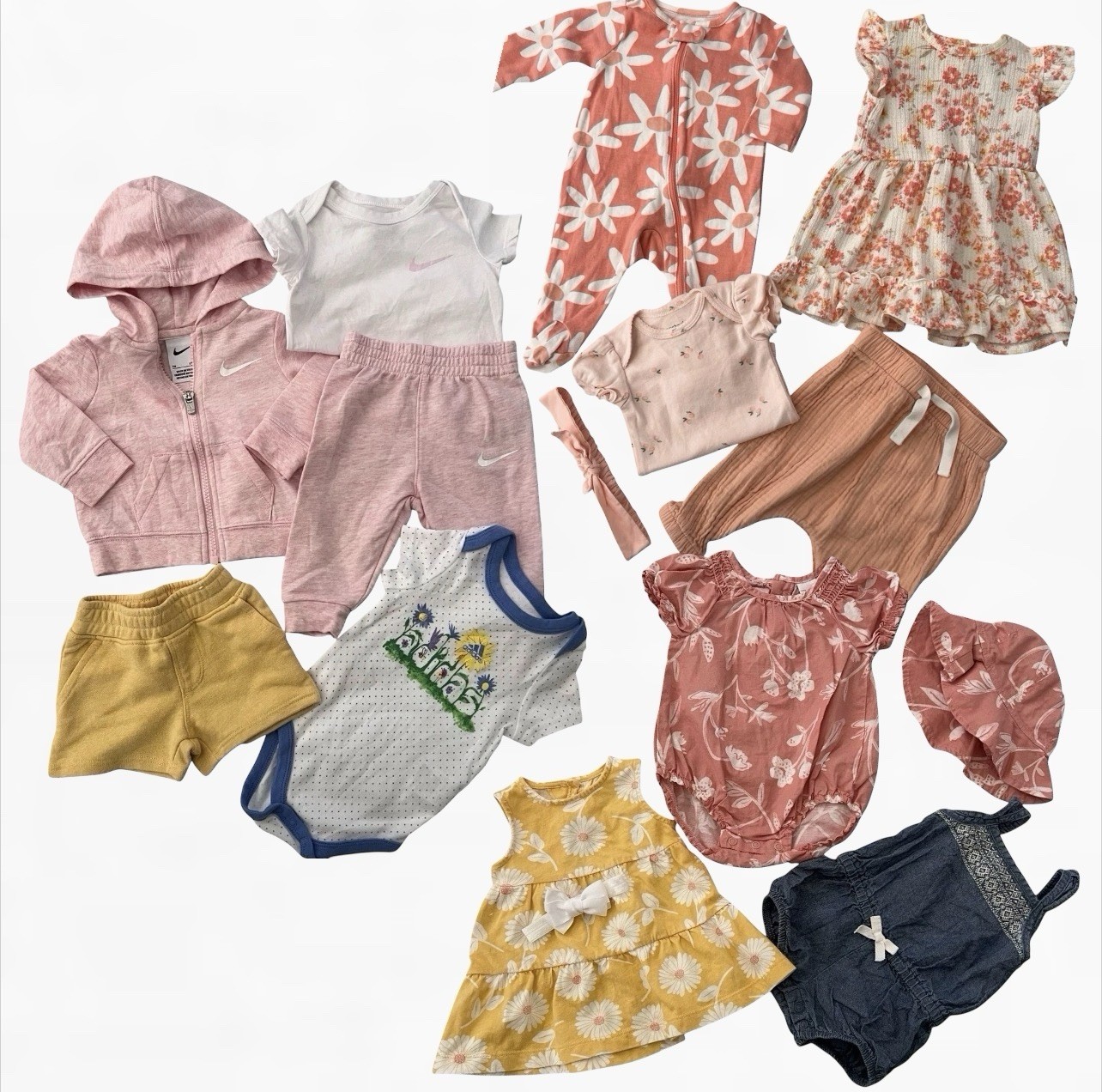 Nike Carter’s Adidas Mix Brand 15pcs Baby Girl Clothing Lot 3M Romper Dress Pink