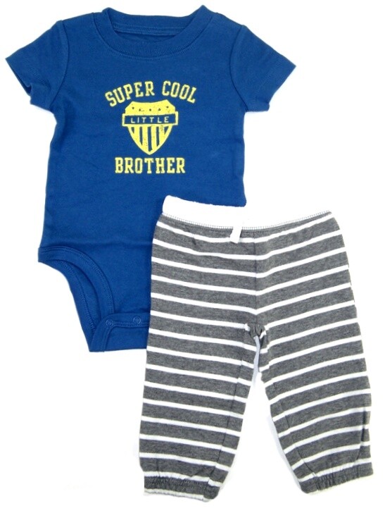 Carter’s Baby Boys Size 6 Months Short Sleeve Bodysuit & Pants Set NWT Brother