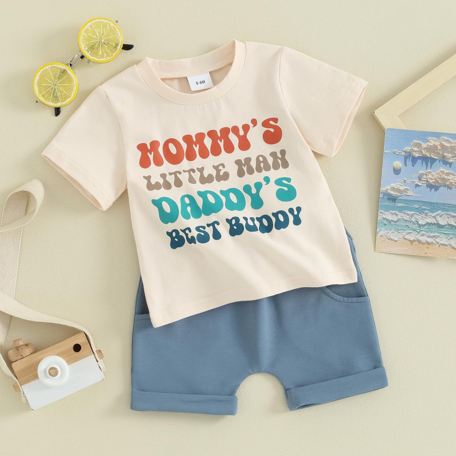 Toddler Baby Boy Clothes Mamas Little Boy Summer Outfit Short Sleeve Letter T…