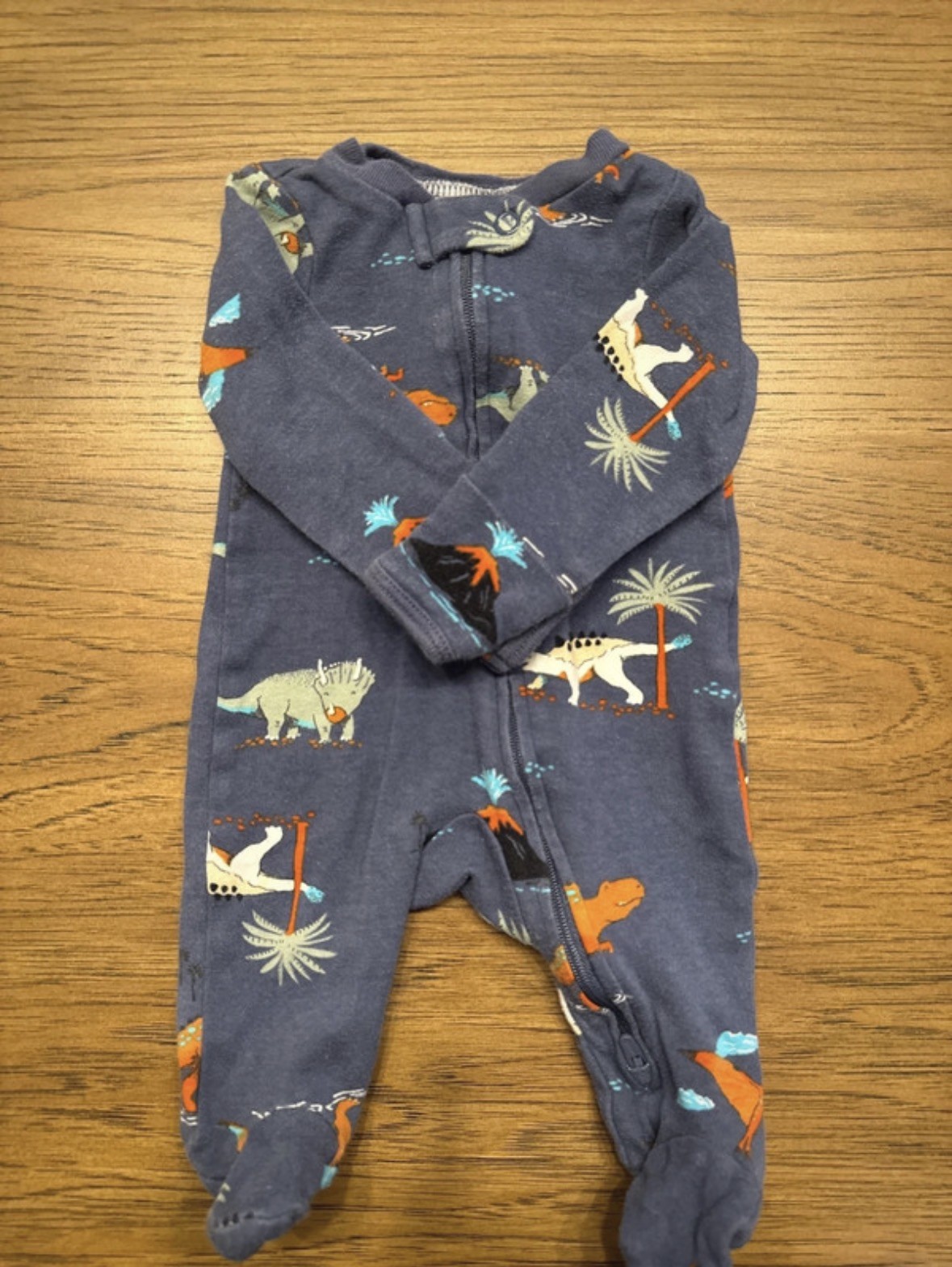 3 Piece Baby Boy Dinosaur Outfit Lot Newborn Sleeper & Long Sleeve Bodysuit