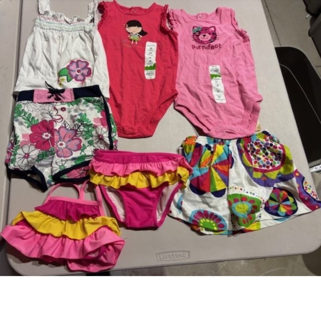 Carters Summer Set Girls 18 mths 7 Pc Tank Top, Shorts, Bodysuit, Swim, Skort