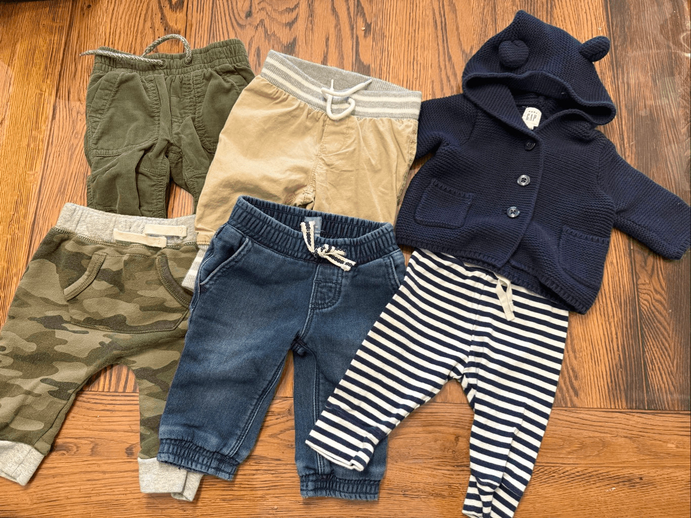 Lot of 6 Baby Gap Multicolor Hooded Cardigan Jacket and Pants Size 3-6 Months