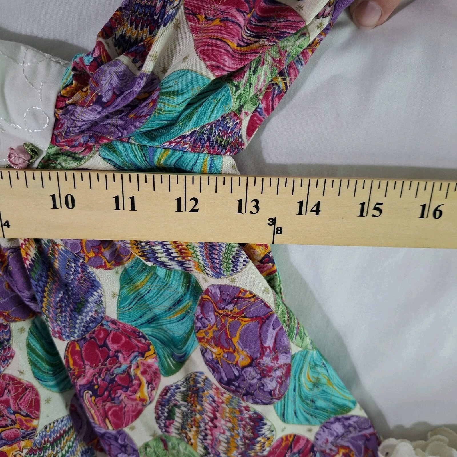 Vtg Baby Girl Easter Set 3pcs 12 M Bonnet Bloomers Dress Vibrant Eggs Handmade