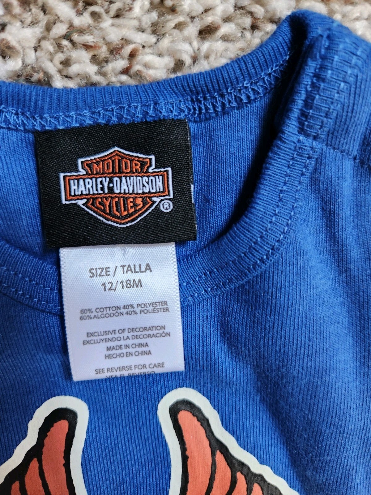 NEW HARLEY DAVIDSON Boys Bodysuit Creeper Blue 12/18