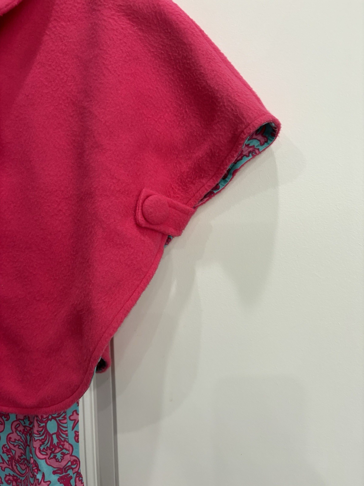 TRUE Hot Pink Poncho & Pink/Blue Paisley Flare Pants Size 2T 100% Cotton GUC