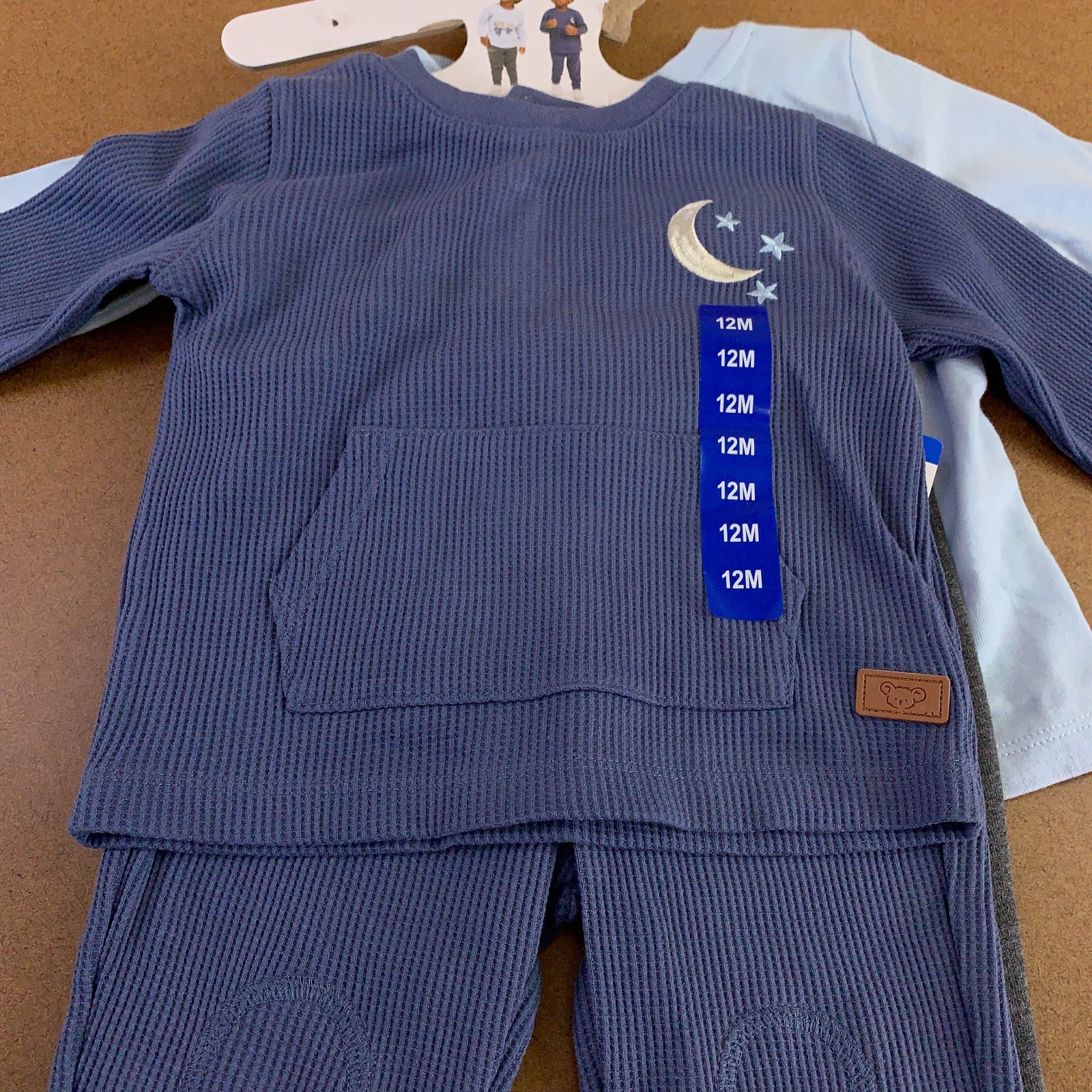 Koala Kids Baby Size 12 Months Blue Astronaut Bears 4 Piece Pant Set NWT *Flaw
