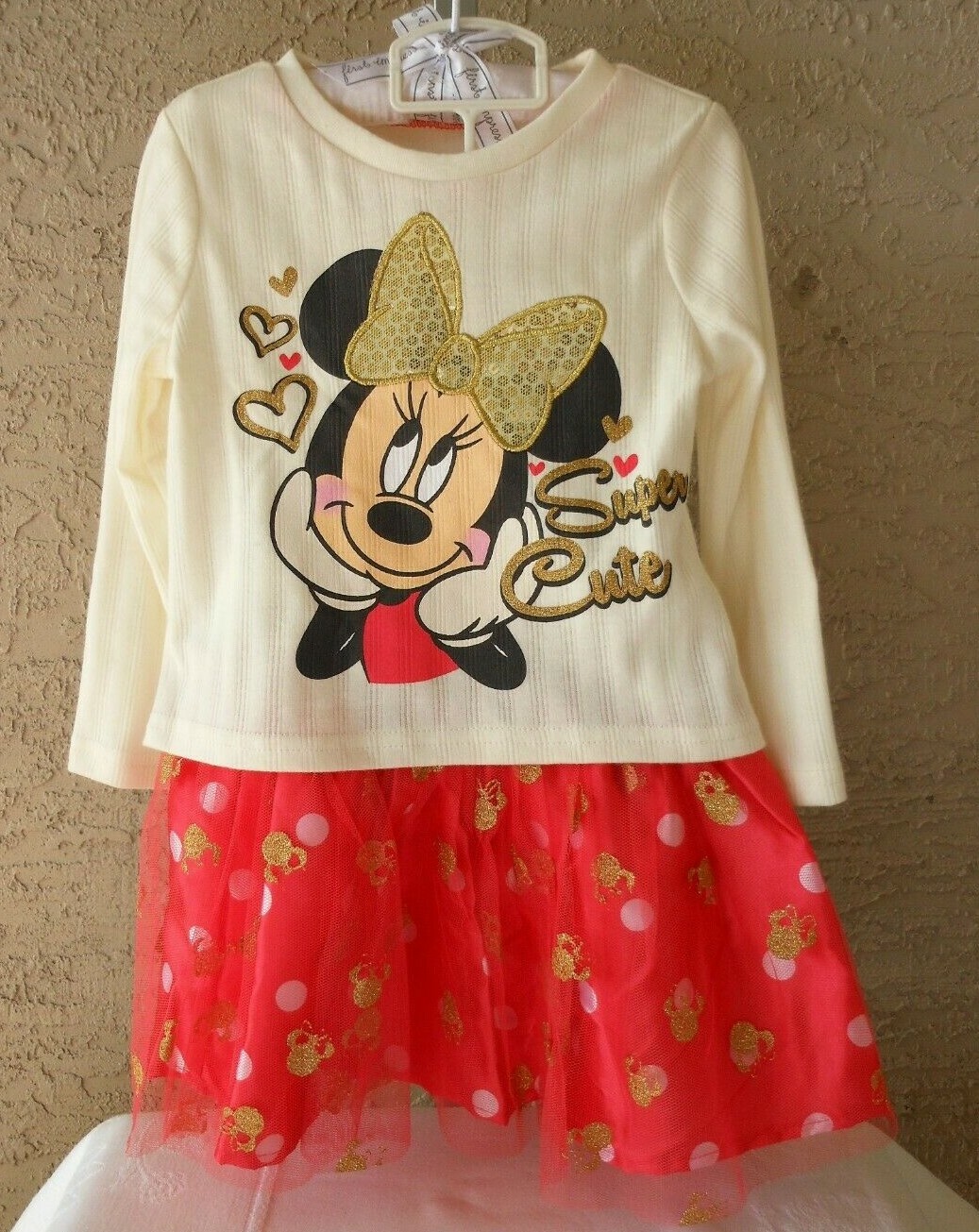 DISNEY MINNIE 2 Piece Set Top & Tutu Skirt Little Girls Toddler Size 2T